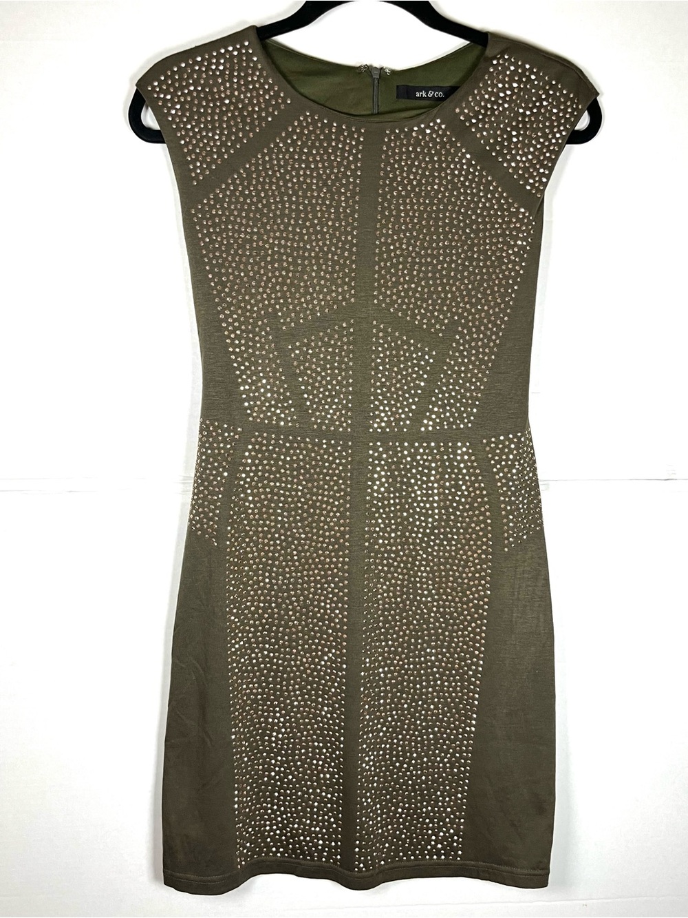 Ark & Co Olive Studded Sheath Mini Dress